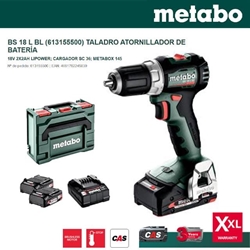 Taladro Atornillador METABO BS18 L BL + 2 Baterias 2Ah + Cargador SC36 + Maletín - Imagen 1
