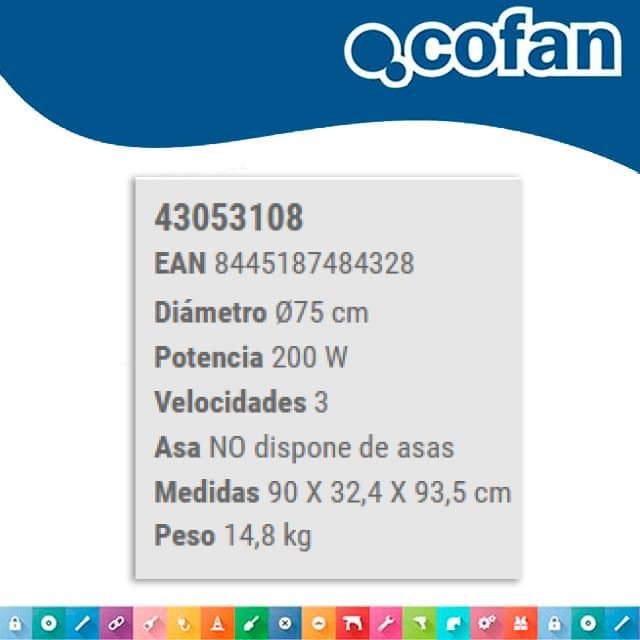 Ventilador Industrial de Suelo COFAN D.75 / 200W - Imagen 2