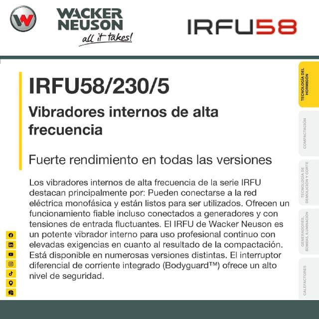 Vibrador Alta Frecuencia WACKER-NEUSON IRFU58/230 - Imagen 2