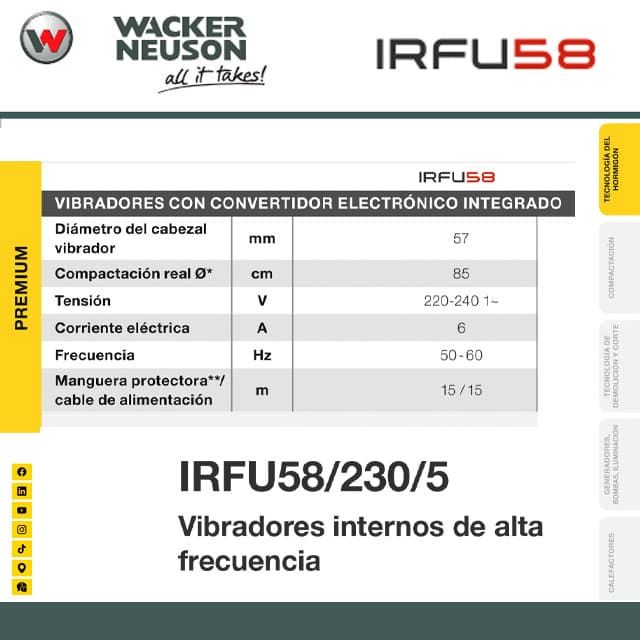 Vibrador Alta Frecuencia WACKER-NEUSON IRFU58/230 - Imagen 3